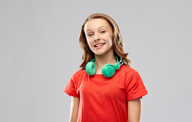 Image showing happy teenage girl with headphones