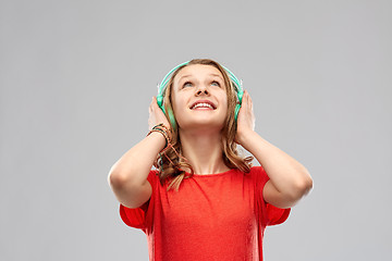 Image showing happy teenage girl with headphones