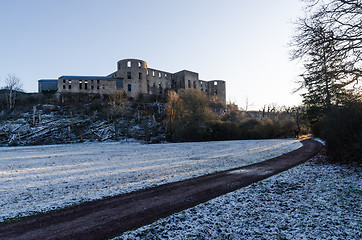 Image showing Borgholm Castle by the first snow