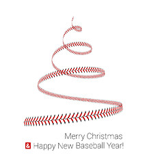 Image showing Christmas tree twisted in the form of lacing from a baseball. Vector 3d illustration on a white