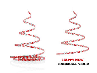 Image showing Christmas tree twisted in the form of lacing from a baseball. Vector 3d illustration on a white