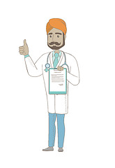 Image showing Indian doctor with clipboard giving thumb up.