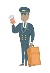 Image showing African steward showing passport and ticket.
