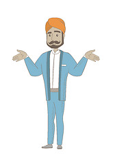 Image showing Hindu confused businessman with spread arms.