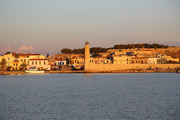 Image showing Harbour in Rethymno at sunrise, Crete island, Greece