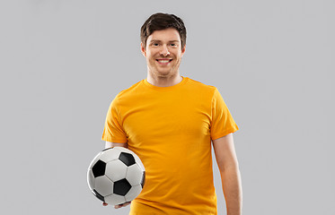 Image showing happy man or football fan with soccer ball