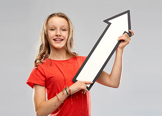 Image showing teenage girl with arrow shows north east direction