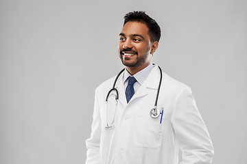 Image showing smiling indian male doctor with stethoscope