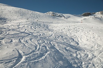 Image showing Ski Slope with Fresh Curves