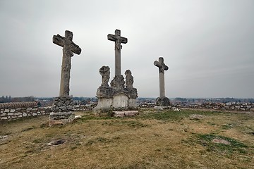 Image showing Crosses on a hill