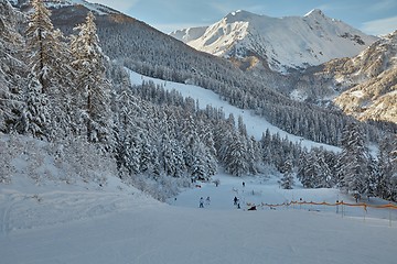 Image showing Skiing slopes from the top