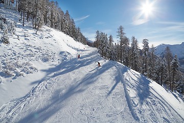 Image showing Skiing slopes from the top