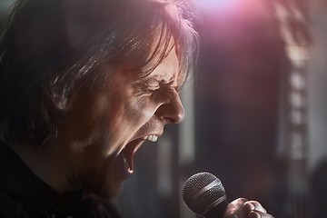 Image showing Metal singer on stage screaming