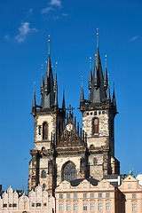 Image showing Prague main square view with Tyn church