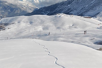 Image showing Ski slope with Fresh Curves