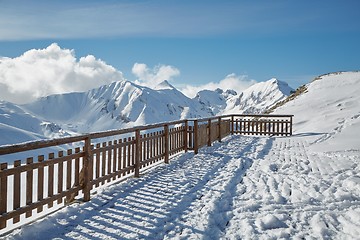 Image showing High mountain ski resort terrace