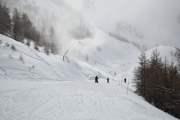 Image showing Skiing slopes from the top