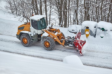 Image showing Winter road clearing snowplow