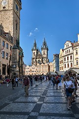 Image showing Prague main square view with Tyn church
