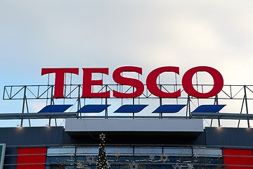 Image showing Tesco Sign On Mall Entrance