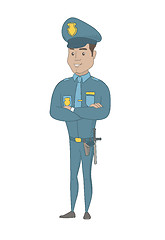 Image showing Hispanic policeman standing with folded arms.