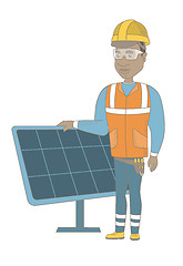 Image showing Young african-american worker of solar power plant