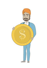 Image showing Successful hindu businessman with dollar coin.