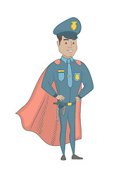 Image showing Hispanic policeman wearing a red superhero cloak.