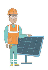 Image showing Young hispanic worker of solar power plant