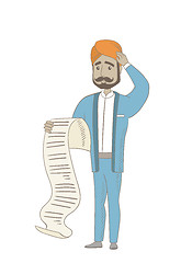 Image showing Hindu accountant holding a long bill.