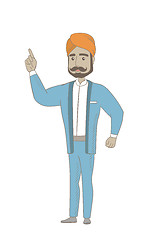 Image showing Hindu businessman pointing his forefinger up.