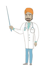 Image showing Young indian doctor holding pointer stick.