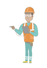 Image showing Hispanic electrician with electrical equipment.
