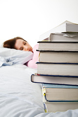 Image showing Fallen asleep while studying