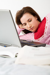 Image showing Fallen asleep while studying