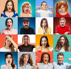 Image showing The collage of surprised people