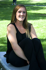 Image showing Beautiful Girl in the Park in a Black Dress