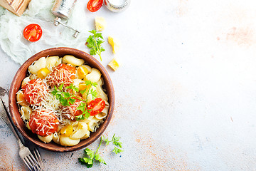 Image showing pasta with meatballs