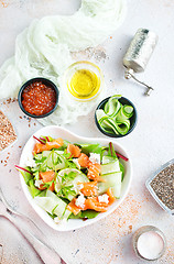 Image showing salad with salmon