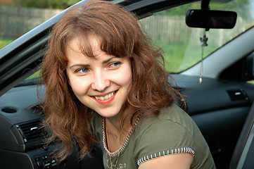 Image showing Portrait of the lovely girl in the car