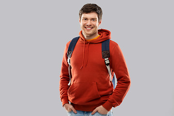 Image showing young man or student with school bag or backpack