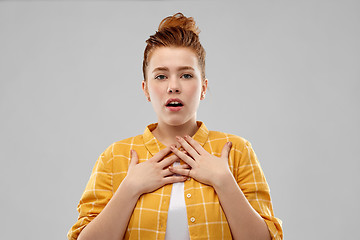 Image showing shocked or surprised red haired teenage girl