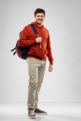 Image showing young man or student with school bag or backpack