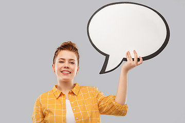 Image showing red haired teenage girl holding speech bubble