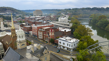Image showing Aerial View Isolated on the State Capital City Downtown Frankfor