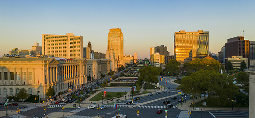 Image showing Over Logan Square in Philadelphia looking at Down Vine Street