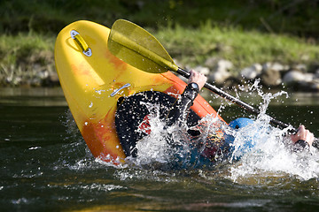 Image showing dynamic white water kayak action