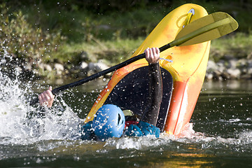 Image showing dynamic white water kayak action