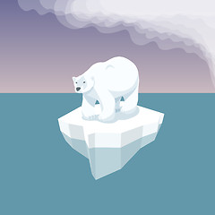 Image showing White Bear With Plastic Garbage In The Water