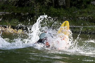 Image showing dynamic white water kayak action